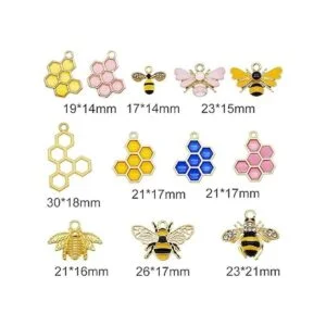 JJGQAZ 24 piezas 12 pares aleación esmalte abeja_2