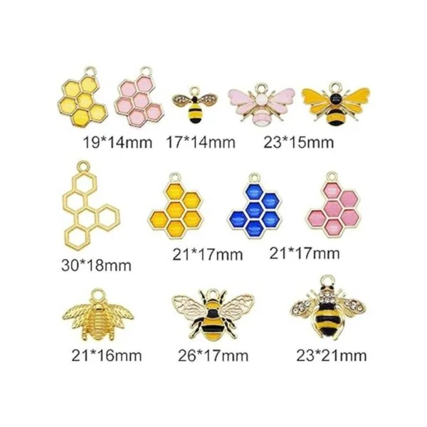 JJGQAZ 24 piezas 12 pares aleación esmalte abeja_2
