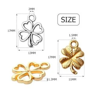 100 colgantes de aleación de 2 estilos de trébol de cuatro_3
