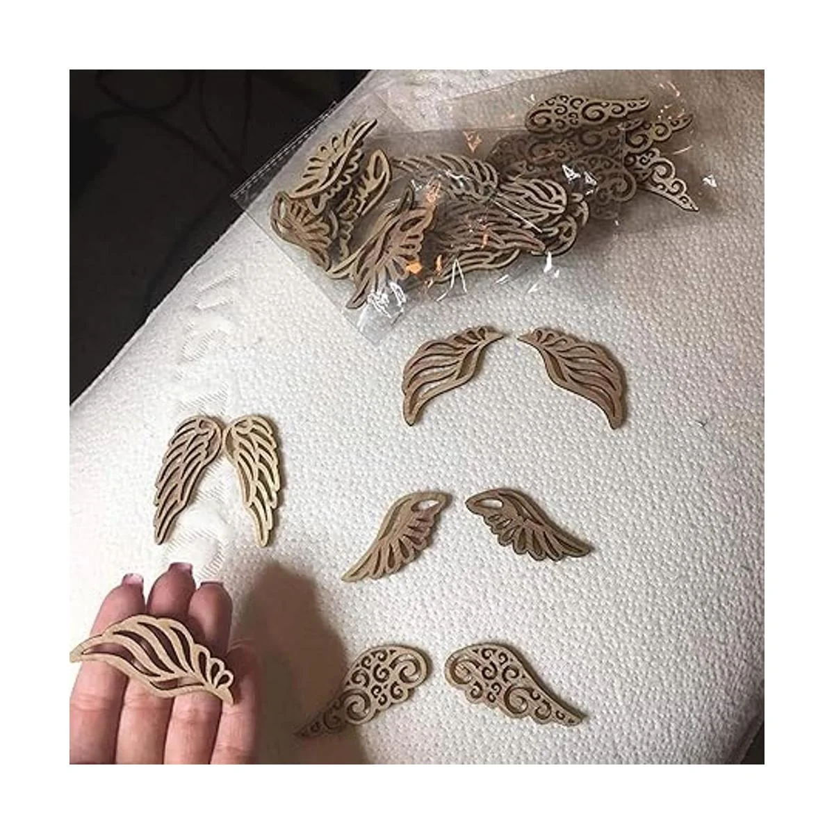 JANOU 80 rebanadas de madera con alas de ángel madera sin_7