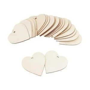 WYKOO 50 rebanadas de madera de corazón natural de 3_4