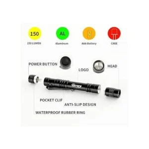 LELUO Handheld Pen Flashlight 150 Lumens Lamp Clip Mini_3