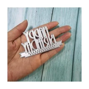 Troqueles de corte de metal con texto en inglés Happy_4