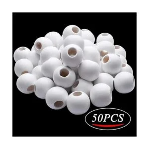 Aylifu Cuentas espaciadoras de madera 50 cuentas de_3