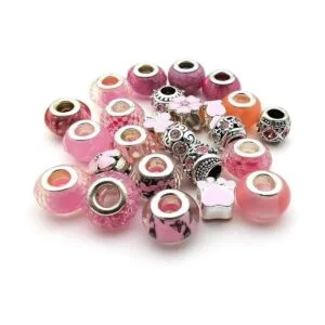 50 cuentas de cristal de imitación de resina rosa surtidas_3