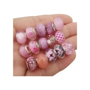 50 cuentas de cristal de imitación de resina rosa surtidas_5