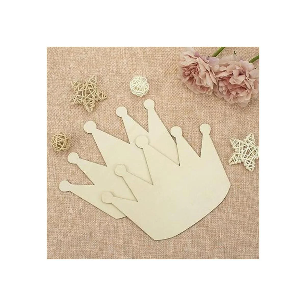 JANOU 6 piezas de madera en forma de corona para_6