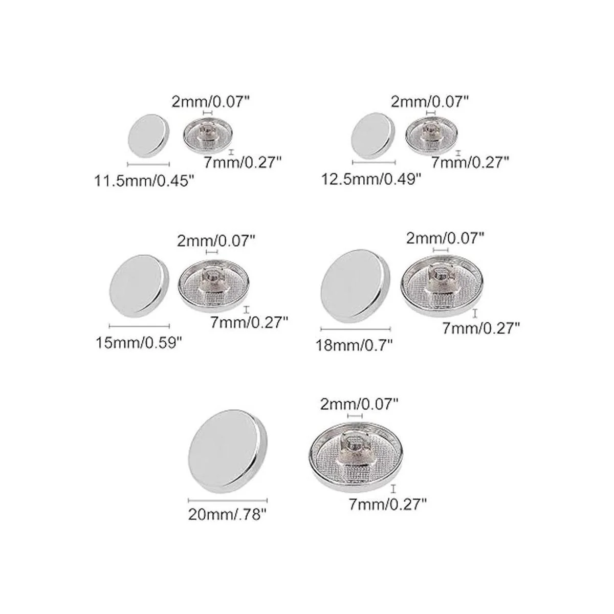 OLYCRAFT 100 botones planos de aleación de metal 5_2