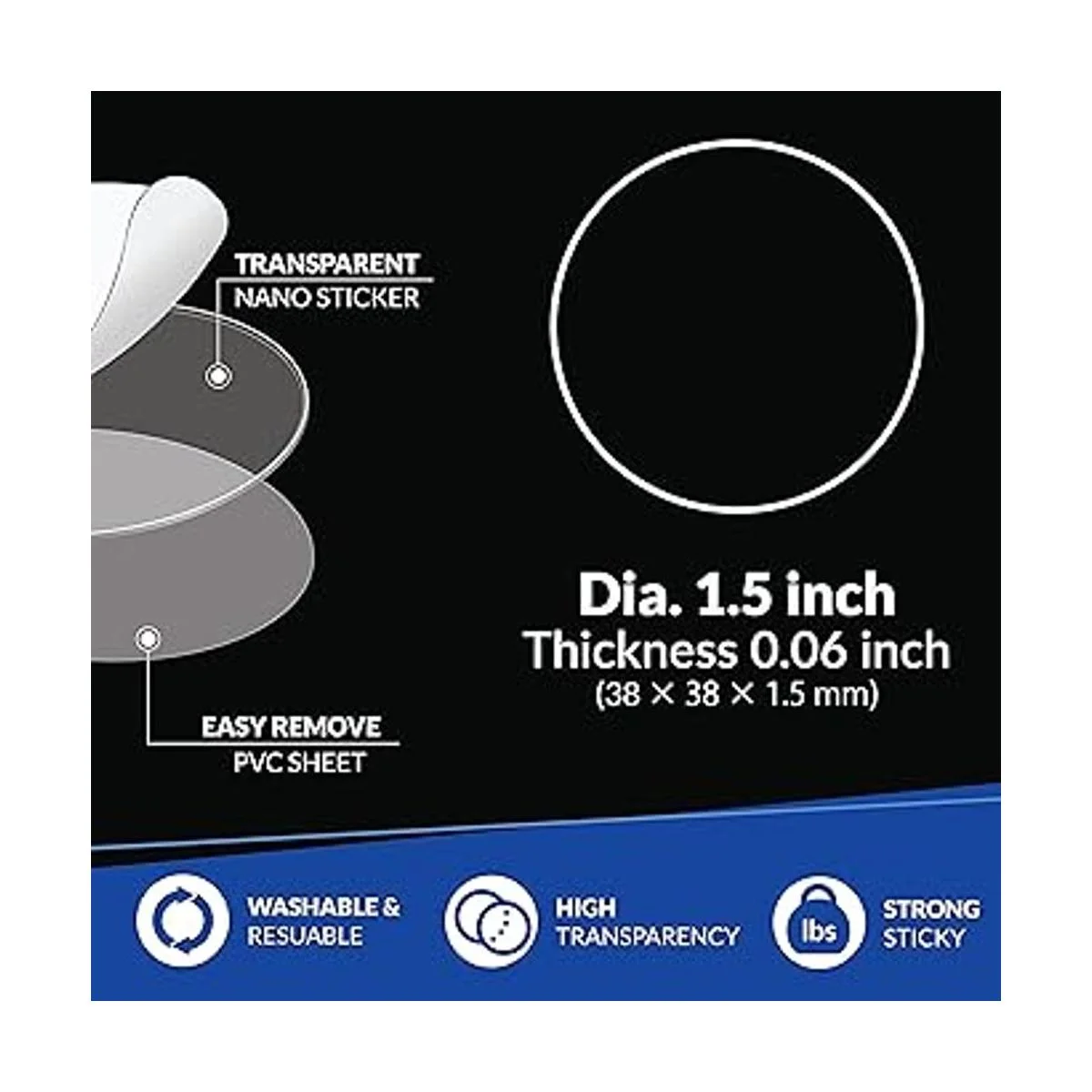 Nano Tape Sticker de 20 piezas Círculo de 1.5 pulgadas_2