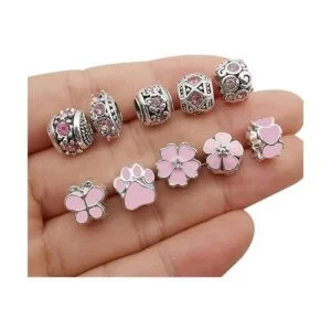 50 cuentas de cristal de imitación de resina rosa surtidas_6