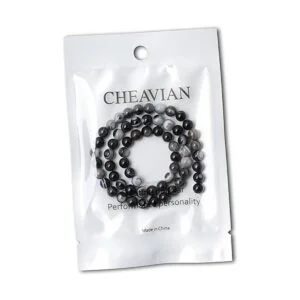 CHEAVIAN 60 cuentas sueltas redondas de ágata a rayas_5