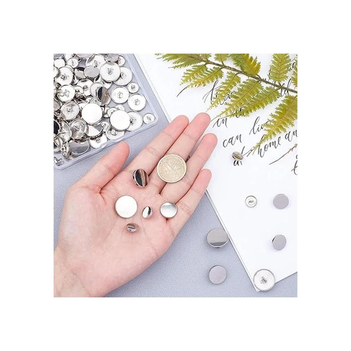 OLYCRAFT 100 botones planos de aleación de metal 5_3
