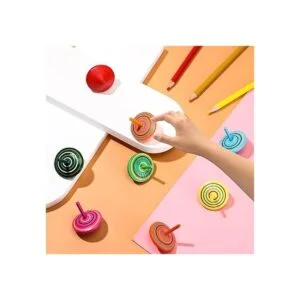 Tops coloridos de madera para niños juguete de_5