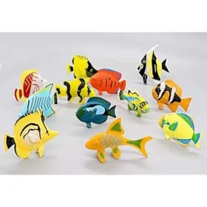 HAPTIME Juego de 12 juguetes de peces tropicales pástico_5