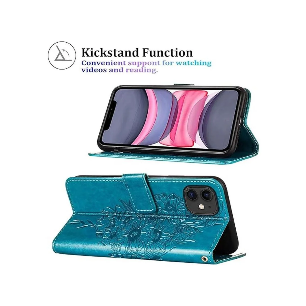 Funda tipo cartera compatible con iPhone 11 ranuras para_4