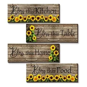 4 piezas de decoración de pared de girasoles Bless This_1