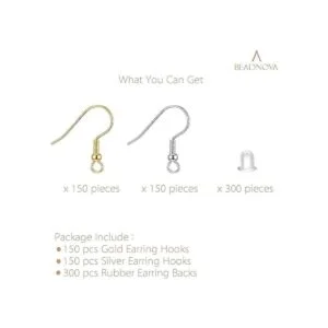 BEADNOVA Ganchos para pendientes 300 piezas con_3