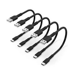 Cable USB C corto de 1 pie de carga rápida paquete de 5_1