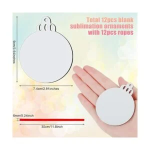 12 colgantes de sublimación en blanco redondo adorno de_3