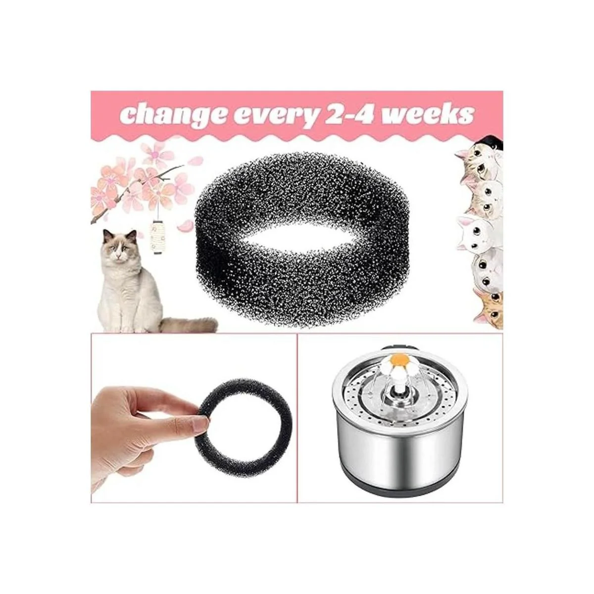 8 piezas de filtro de fuente de agua para mascotas filtro_5