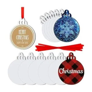 12 colgantes de sublimación en blanco redondo adorno de_2