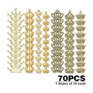 70pcs 7 estilos corona encantadores colgantes aleación 3D_2