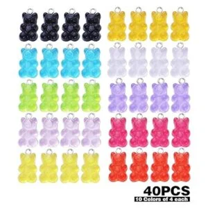 40pcs Colorido Gummy Charms Resina Oso Charm Colgante_2