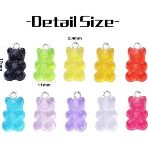 40pcs Colorido Gummy Charms Resina Oso Charm Colgante_3