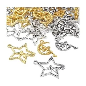 60pcs Hada en Luna Estrella Charms Aleación ngel Hada_4