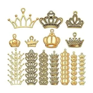 70pcs 7 estilos corona encantadores colgantes aleación 3D_1