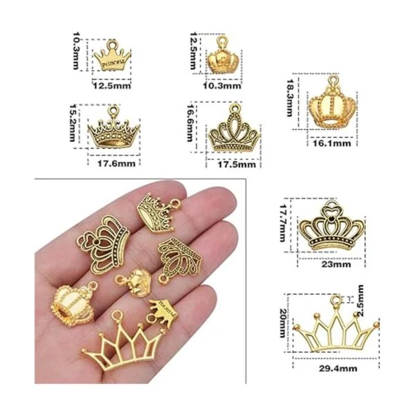 70pcs 7 estilos corona encantadores colgantes aleación 3D_3
