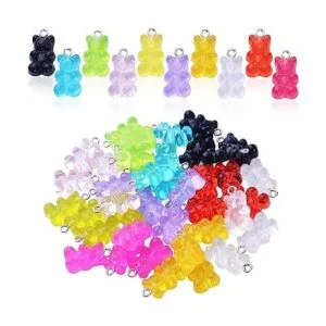 40pcs Colorido Gummy Charms Resina Oso Charm Colgante_1