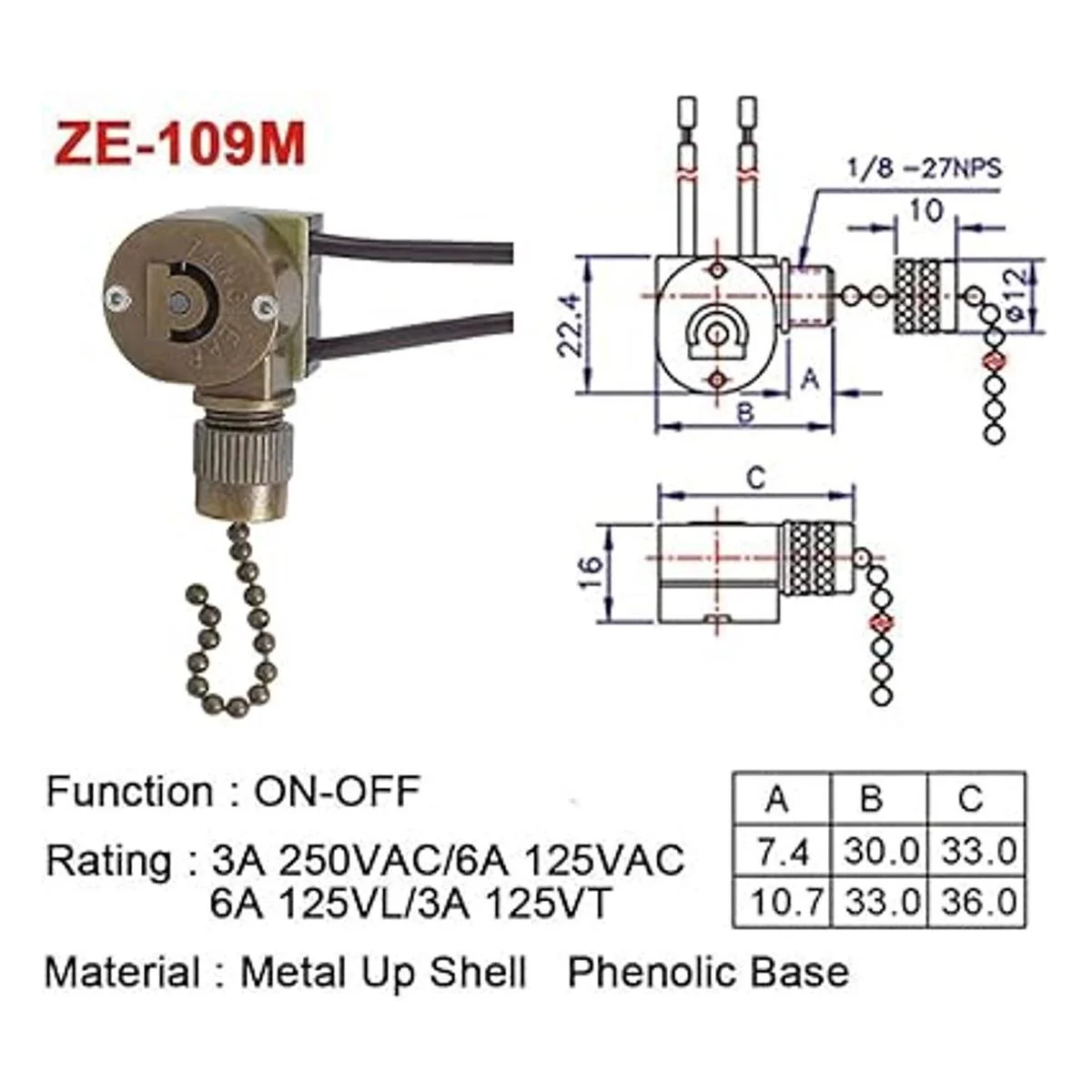 Interruptor de luz de ventilador de techo Zing Ear_2