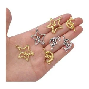 60pcs Hada en Luna Estrella Charms Aleación ngel Hada_7