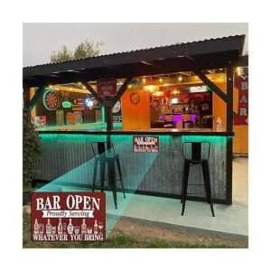 Jacevoo Letrero de metal abierto con barra de metal para_4