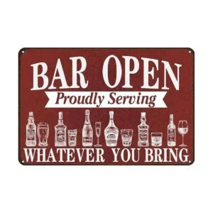 Jacevoo Letrero de metal abierto con barra de metal para_1