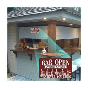 Jacevoo Letrero de metal abierto con barra de metal para_5