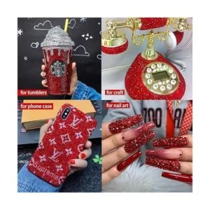 Yantuo Diamantes de imitación no termoadhesivos color rojo_4