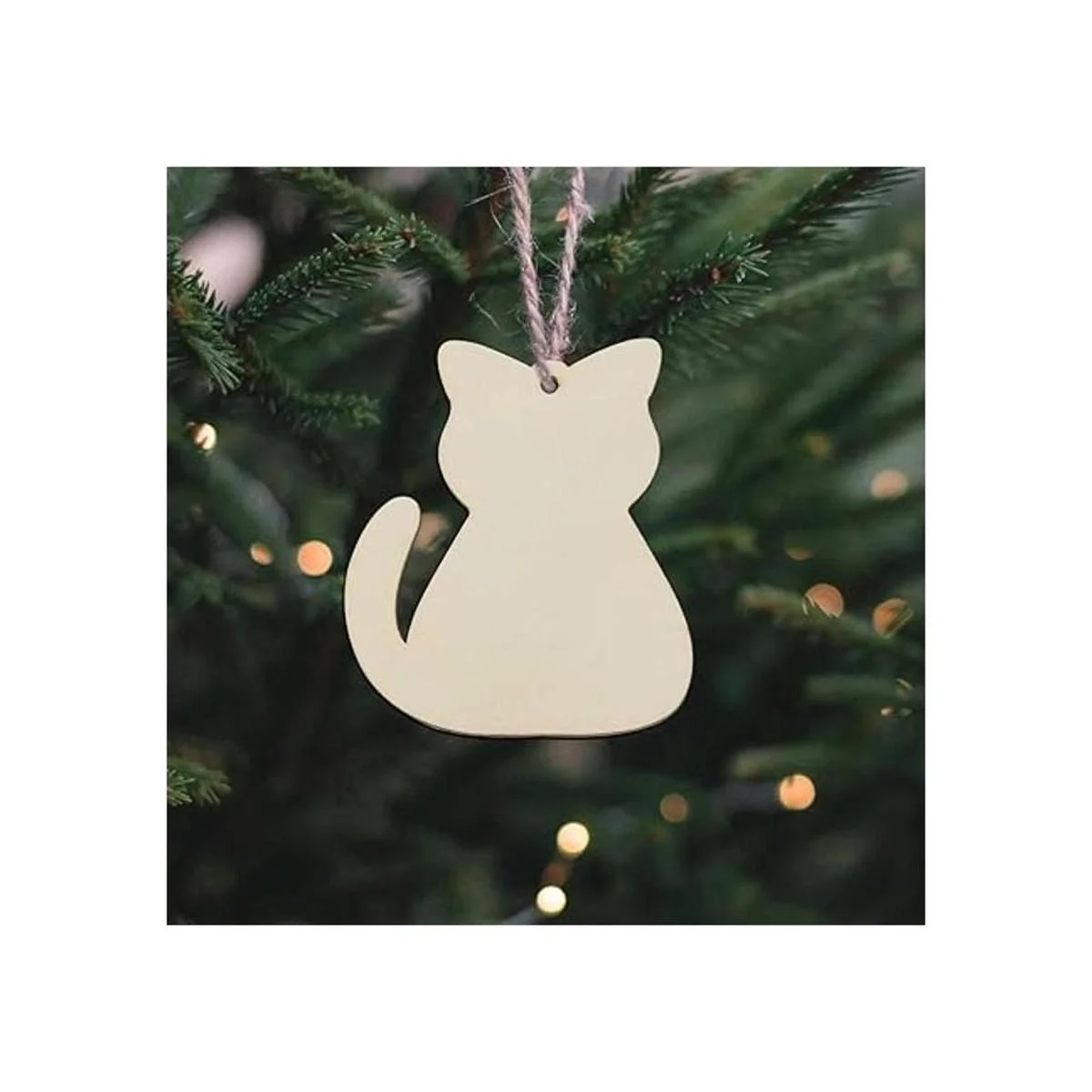 Creaides Adornos de madera con forma de gato para_6
