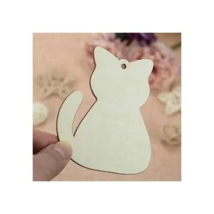 Creaides Adornos de madera con forma de gato para_4