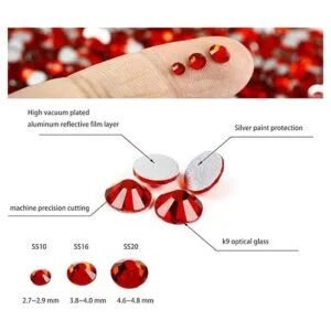 Yantuo Diamantes de imitación no termoadhesivos color rojo_2