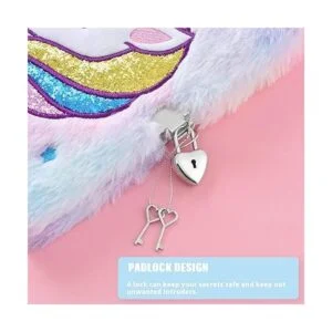 Cuaderno de unicornio de felpa diario brillante diario_4