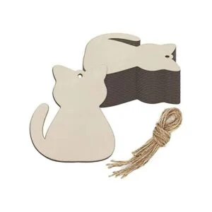 Creaides Adornos de madera con forma de gato para_1