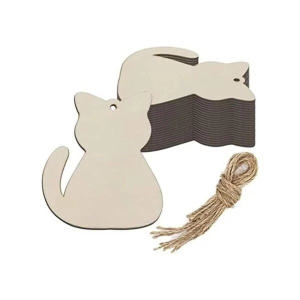 Creaides Adornos de madera con forma de gato para_1