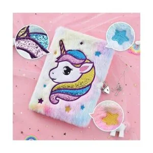 Cuaderno de unicornio de felpa diario brillante diario_2