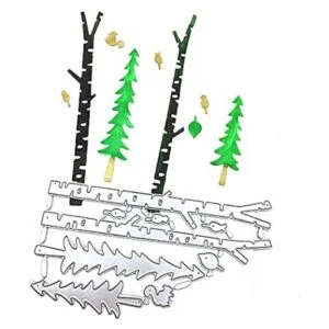 Troqueles de corte de árbol de bosque de invierno tocón_3