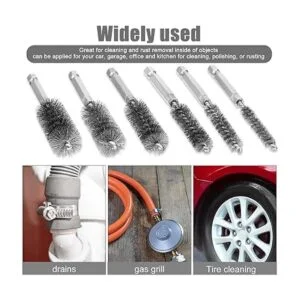 6 cepillos de acero inoxidable en diferentes tamaños de_5