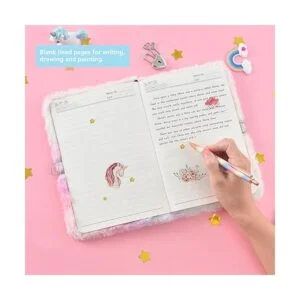 Cuaderno de unicornio de felpa diario brillante diario_3