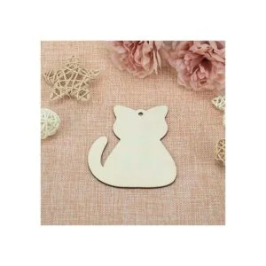 Creaides Adornos de madera con forma de gato para_3