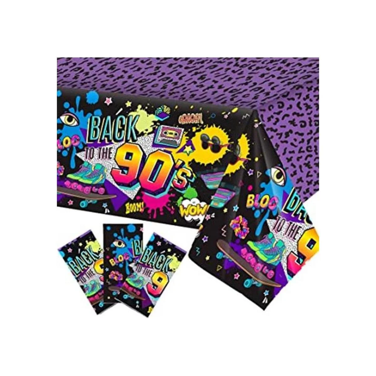 3 piezas de decoración de fiesta de los años 90 mantel de_1